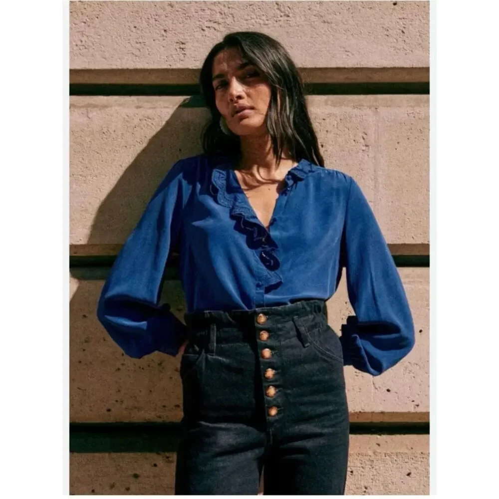 Sezane Chlo Silk Shirt - Picture 1 of 10